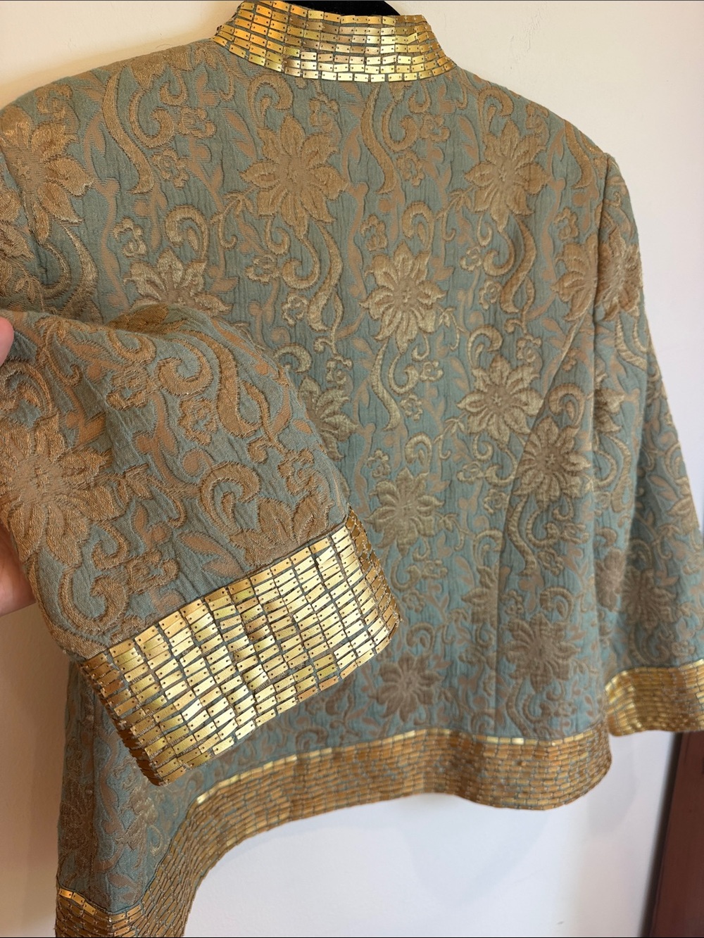 Soft Surroundings Exquisite Gold-Trim & Gold/Green Brocade Blazer, L - Chic - Picture 7 of 7